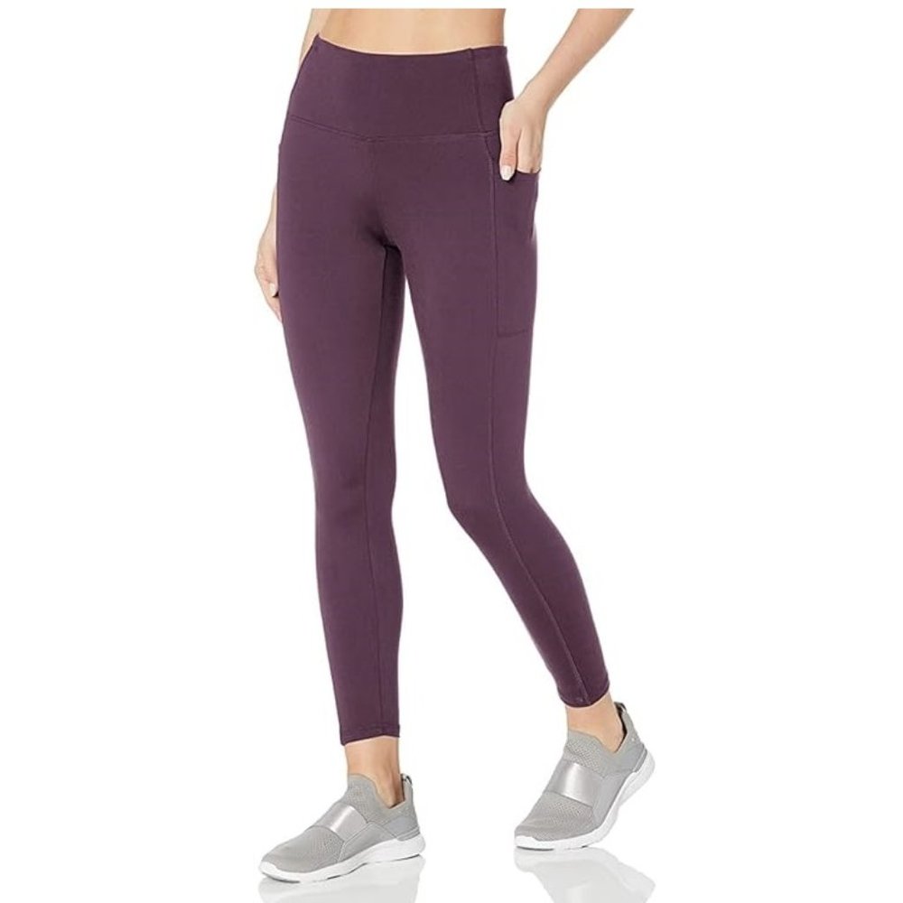 NWoT Danskin Women Hi Rise 7/8ths Brushed Leggings Black Cherry Sz L $60 EE283